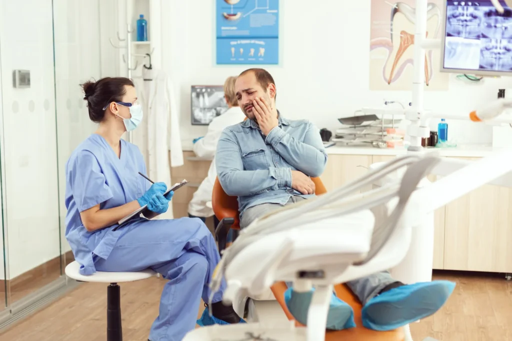 Man having toothache